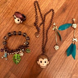 Betsey Johnson Monkey Jewelry Set